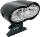 2001-0418 Drag Specialties Headlight Wave Black Clear Lens Led Harley Davidson