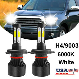 Skeh49003 2pcs 4 Side H4/9003 Led Headlight Bulbs Conversion Kit High Low Beam 6000k White