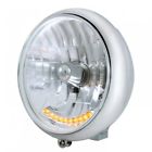 7102700 32149 United Pacific Chrome Motorcycle Grooved Headlight Amber Auxiliary 710270321490