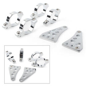 39mm Headlight Mount Brackets Fork Ear Motorcycle Chopper Cafe Racer Chrome 2pcs