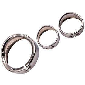 Zkv6lw 3x Silver Visor Style Headlamp Trim Ring 7 Inch And 4.5 For Harley
