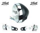 41-10095-98-brkts Side Mount Black Headlight With Chrome Ring And Brackets