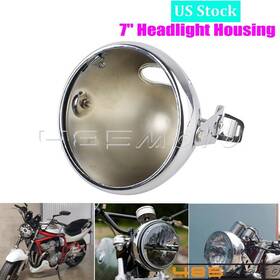 Us-hl-394-1188-ch 485motorsports Chrome 7 Inch Headlight Housing Light Bulb Bucket Fit For Harley Fatboy Softail Dyna