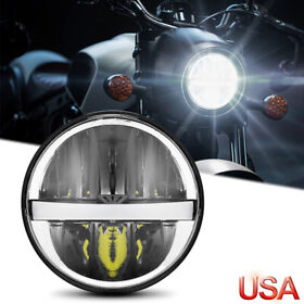 5-3/4 5.75inch Motorcycle Round Led Headlight H4 Hi-l Beam Lamp Drl Motorbike Black