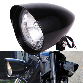Mall03002hl2166b 5-3/4inch Black Chopper Tri Bar Bullet Headlight For Harley Sportster Dyna Softail