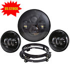 651354895172 Black Led Headlight Fog Lights Mounting Ring Kits