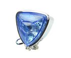 66-84164bl Aris Replica Triangle Headlight Chrome Blue Lens Bottom Mount Chopper