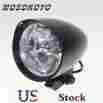 6912141247746 Mosokoyo For Harley Custom Motorcycle Headlight 4-1 2 Tribar W Visor Headlamp 7 Black