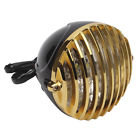699930484341 Unbranded Motorcycle Scalloped Brass Finned Grill Led Headlight