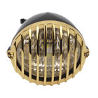 699948025840 Unbranded Motorcycle Scalloped Brass Finned Grill Led Headlight