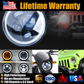 Cvg72551 7 Inch Led Headlight Drl Angel Eyes For Harley-davidson Honda Yamaha Motorcycle