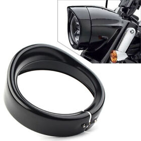 7inch Black Headlight Passing Light Lamp Decorate Trim Ring Visor Cover For Harley