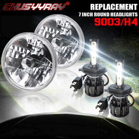 C6plus-h49003 7inch Inch Round Led Headlights With H4 Bulbs Lamp For Jeep Wrangler Jk Lj Tj Cj