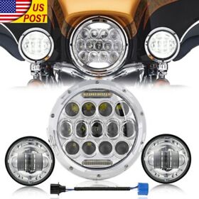 Mc0005024 7inch Led Headlight 4.5inch Fog Passing Light Ring For Harley Touring Electra Glide