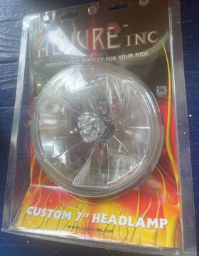 590446 Adjure 7 Inch Motorcycle Harley Skull Headlight Lamp