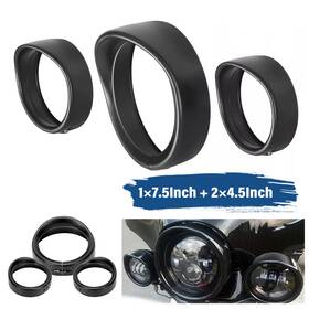Ta0457 Aftermarket 7 Inch Headlight 4.5 Fog Lamp Visor Trim Ring Bezel For Harley Touring Softail