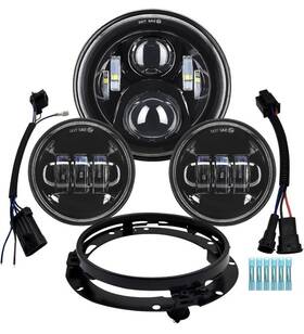 Alyoned 711181812749 7 Inch Motorcycle Led Headlight 4.5 Fog Passing Lights Dot Kit