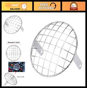 Aramox Aramoxmidc3ewb0q-02 7 Inch Motorcycle Headlight Mesh Grill Cover Silver Side Mount Universal Lamp