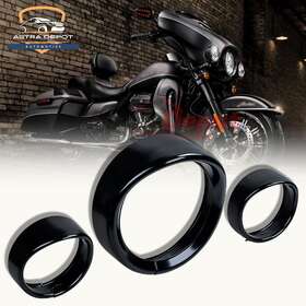 Astradepot 934652118243 Black For Harley 7 Inch Headlight Light 4.5 Passing Fog Lamp Ring Bezel Visor Cover
