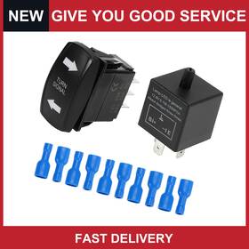Automall Tech 766549265637 Universal Led Motorcycle Turn Signal Switch With 3 Pin Flasher Relay Pack Of 12