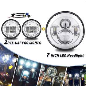 Autopartszone 739804630150 7inch 140w Led Headlight Hi/lo 2pcs 4.5inch 80w Fog Light For Harley Davidson