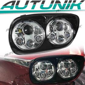 Ed213 Autunik 5.75 Inch Led Dual Headlight Black Chrome For Harley Road Glide / Dyna Sportster