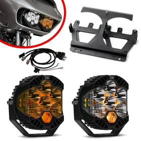 270001-fa Baja Designs Lp6 Pro Headlight Kit 15-23 Harley Road Glide Clear/factory Amber