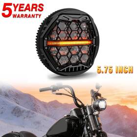 5001hc5bk Besure 5.75 Inch Led Headlight Hi-lo Amber Drl Sealed For Harley Cross Bones Street Bob