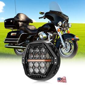 Besure 692090440950 7 Inch Led Headlight Hi/low Beam Amber Drl For Ultra Classic Electra Glide 2005-2013