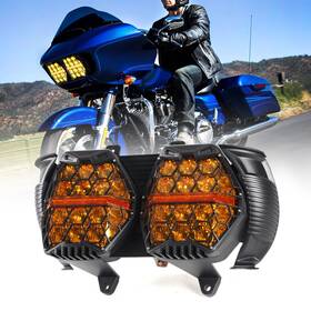 Rg001hh2603 Besure 2026 New Amber Led Dual Headlight Hi/lo Drl Beam For Harley Road Glide 2015-2024