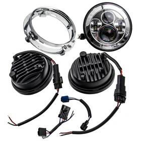 3a1yrs Bfo 7 Inch Black Led Headlight Passing Lights Mount Ring Kit For Harley 12v-30v Dc
