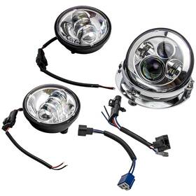 Ig374e Bfo 7 Inch Black Round Led Headlight Passing Lights Mount Ring Kit For Harley 6000k
