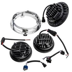 J6m1pn Bfo 7 Inch Round Chrome Led Projector Headlight Passing Lights For Harley 12v-30v Dc