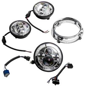 Ktex9n Bfo 7 Inch Round Chrome Led Projector Headlight Passing Lights 6000k-7000k 12v-30v Dc