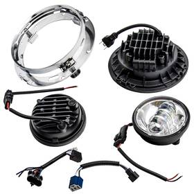 Ljk5u6 Bfo 7 Inch Black Led Headlamp Headlight 4.5inch Passing Lights Replacement For Harley