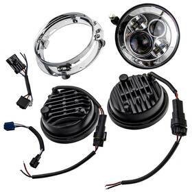 P2aw3o Bfo 7 Inch Round Chrome Led Projector Headlight Passing Lights 6000k-7000k 12v-30v Dc
