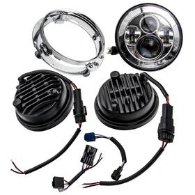 Uncyw7 Bfo 7 Inch Black Led Headlight Passing Lights Mount Ring Kit For Harley 12v-30v Dc