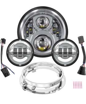 Bicyaco 690000802324 7 Inch Led Motorcycle Headlight With 4.5 Fog Lights Passing Lamps