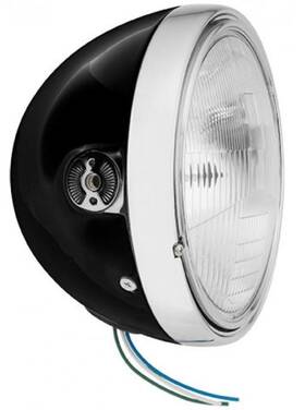 152455 Bikemaster 7 Inch Side Mount Headlight Gloss Black