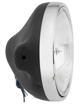 152457 Bikemaster 7 Inch Slim Side Mount Matte Black Headlight With Chrome Ring 8k7-h/b-n