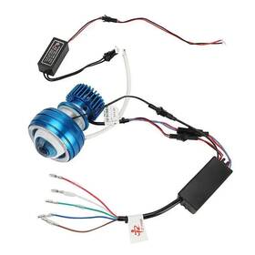 92608534 Bl 2 Motorcycle Hi/low Beam Led Projector Headlight White Angel Eye Blue Light