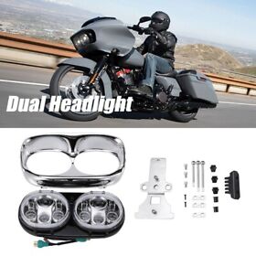Mc0001718 Chrome Dual Led Projector Headlight Lamp For Harley Touring Road Glide Efi Fltri