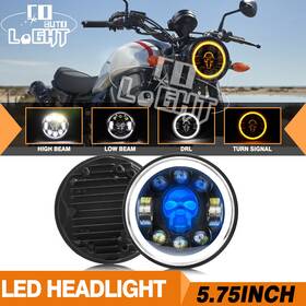Co-m003k Colight Skull 5.75 Inch Led Headlight Rgb Drl For Yamaha Virago 250 750 535 1100 Vmax 1200