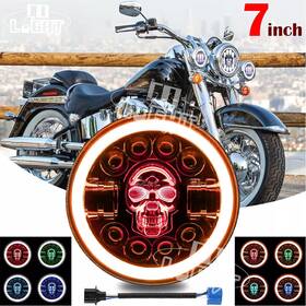 J003k Colight Dot Rgb 7 Inch Led Headlight Skull Halo Ring For Davidson And Indian Motorcycles