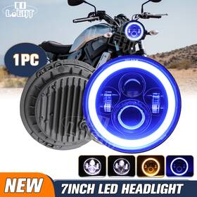 J003t-b-ly Colight 7 Inch Led Motorcycle Headlight Projector Blue Halo Drl Angel Eyes For Motor