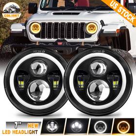 J003t-b-wy-sl-2pc Colight Pair 7 Inch Led Headlights Halo Angle Eyes Hi/lo For Jeep Wrangler Jk Lj Tj Cj