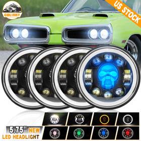 M003k-4pc Colight 4pcs 5.75 Inch Led Headlights Rgb Skull Halo Hi-lo Beam For 1958-1974 Dodge Coronet