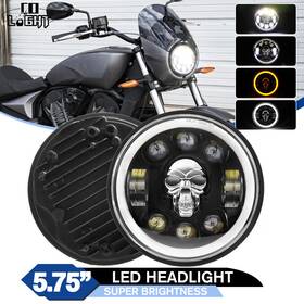 M003k Colight 5-3/4 5.75 Inch Rgb Skull Led Headlight Drl For Victory Gunner Motorcycle