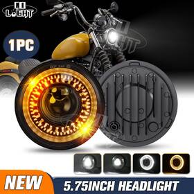 M008x-158 Colight 5-3/4 Inch 5.75 Round Led Motorcycle Headlight With White Drl Amber Turn Signal Black