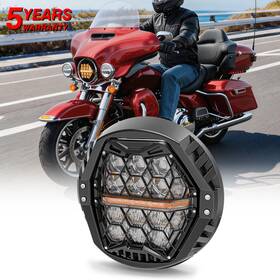 Hc7bk2603 Cowone Clear 7 Inch Led Headlamp Amber Drl For Harley Electra Glide Classic Flhtc 1994-2013